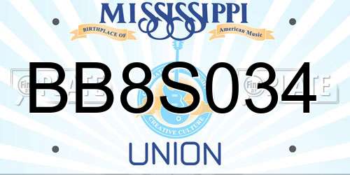 BB8S034 Mississippi License Plate