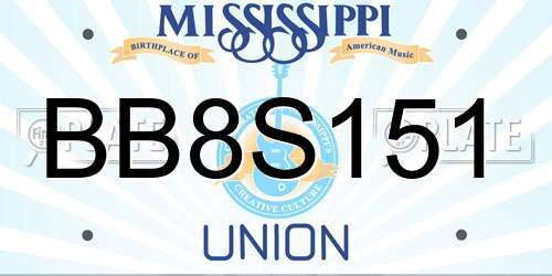 BB8S151 Mississippi License Plate