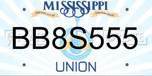 BB8S555 Mississippi License Plate