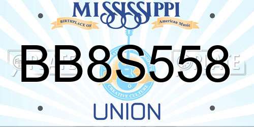 BB8S558 Mississippi License Plate