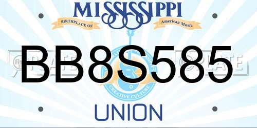 BB8S585 Mississippi License Plate