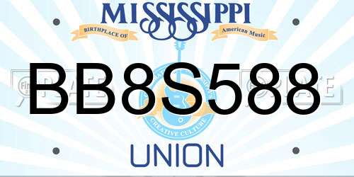 BB8S588 Mississippi License Plate