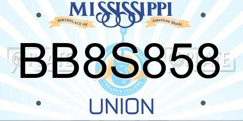 BB8S858 Mississippi License Plate