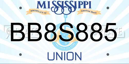 BB8S885 Mississippi License Plate