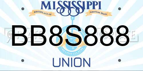 BB8S888 Mississippi License Plate