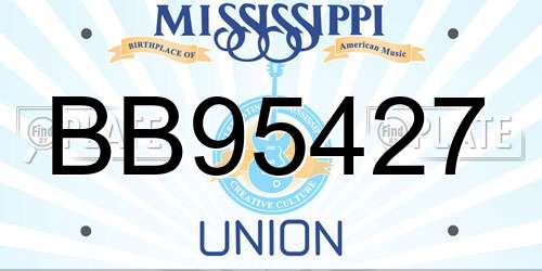 BB95427 Mississippi License Plate