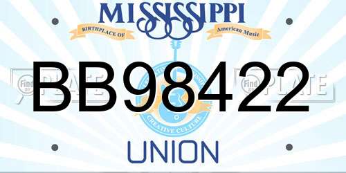 BB98422 Mississippi License Plate