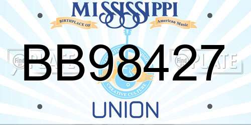 BB98427 Mississippi License Plate