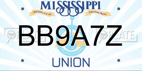 BB9A7Z Mississippi License Plate