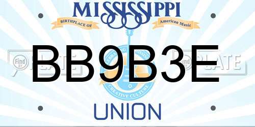 BB9B3E Mississippi License Plate