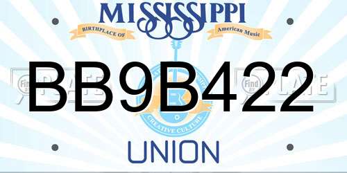 BB9B422 Mississippi License Plate