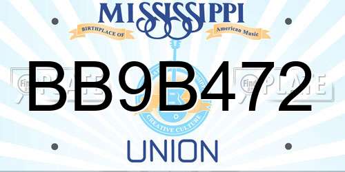 BB9B472 Mississippi License Plate