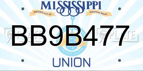 BB9B477 Mississippi License Plate
