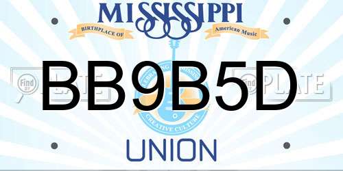 BB9B5D Mississippi License Plate