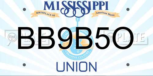 BB9B5O Mississippi License Plate