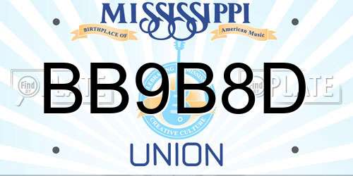 BB9B8D Mississippi License Plate
