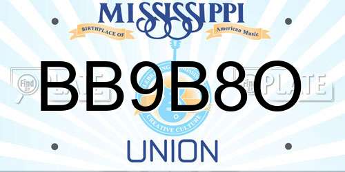 BB9B8O Mississippi License Plate