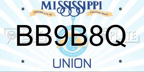 BB9B8Q Mississippi License Plate