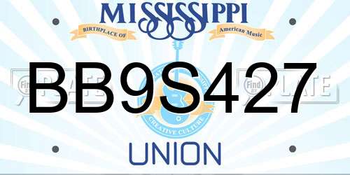 BB9S427 Mississippi License Plate