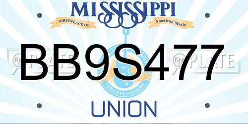 BB9S477 Mississippi License Plate