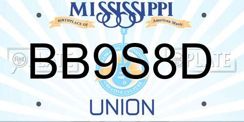 BB9S8D Mississippi License Plate