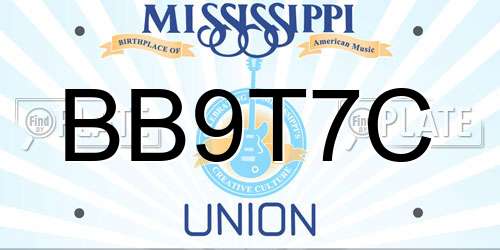 BB9T7C Mississippi License Plate