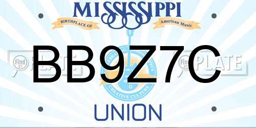 BB9Z7C Mississippi License Plate