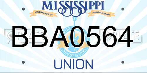 BBA0564 Mississippi License Plate