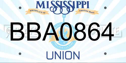 BBA0864 Mississippi License Plate