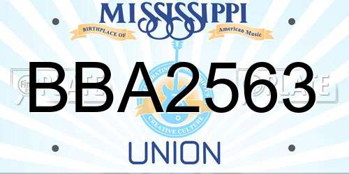 BBA2563 Mississippi License Plate