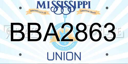 BBA2863 Mississippi License Plate