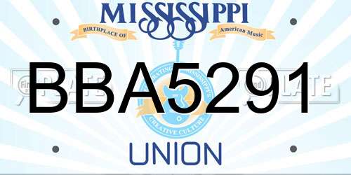 BBA5291 Mississippi License Plate