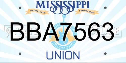 BBA7563 Mississippi License Plate