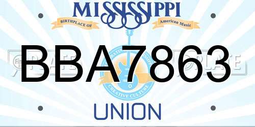 BBA7863 Mississippi License Plate