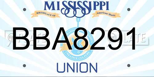 BBA8291 Mississippi License Plate