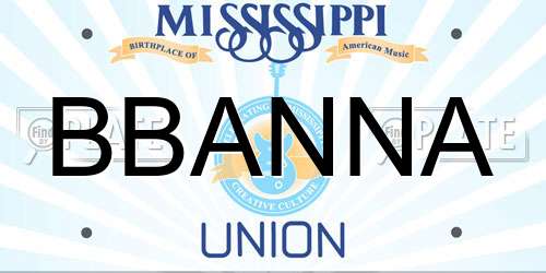 BBANNA Mississippi License Plate