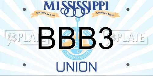 BBB3 Mississippi License Plate