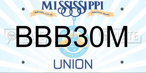 BBB30M Mississippi License Plate