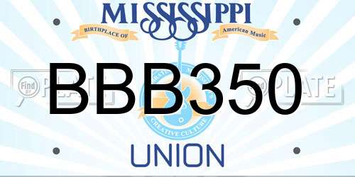 BBB350 Mississippi License Plate
