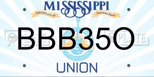 BBB35O Mississippi License Plate