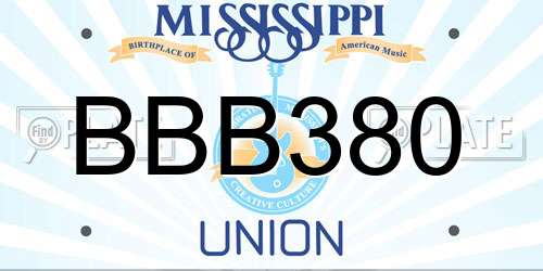 BBB380 Mississippi License Plate