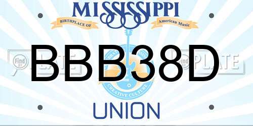 BBB38D Mississippi License Plate