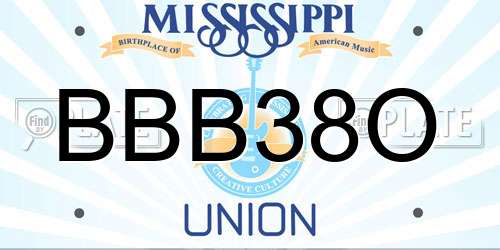 BBB38O Mississippi License Plate