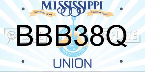 BBB38Q Mississippi License Plate