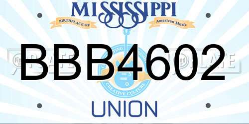 BBB4602 Mississippi License Plate