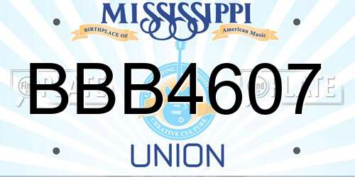 BBB4607 Mississippi License Plate