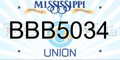 BBB5034 Mississippi License Plate