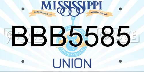 BBB5585 Mississippi License Plate