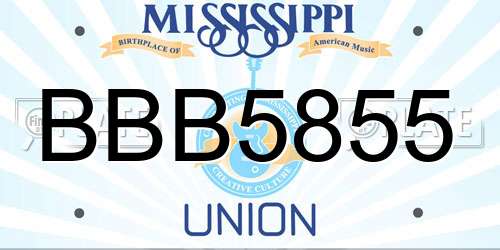 BBB5855 Mississippi License Plate