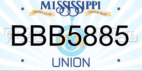 BBB5885 Mississippi License Plate